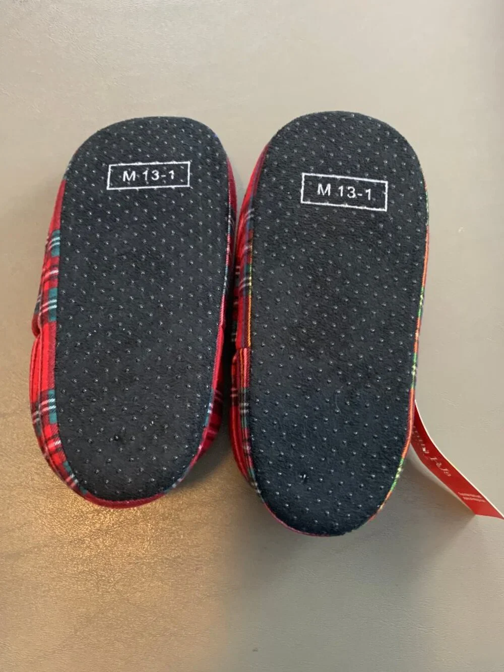 Family Pajamas Boys' or Girls' Unisex Kids Slippers, Red Plaid, Medium (13-1)